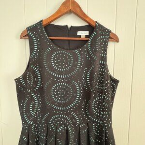 Calvin Klein Cocktail Eyelet Flowy Skirt Lined Black Blue Party Dress - 12